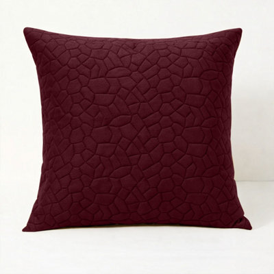 Ameha Burgundy Embossed Pebbles Velvet Cushion Cover, 18X18 Inch, Ultra Soft, Breathable & Hypoallergenic