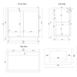 Royal Bathrooms Orion 800mm Mint Sage 2 Door Floor Standing Bathroom Vanity Unit With Carrara White Basin & Black Accent Trim - thumbnail 8
