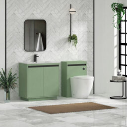 Royal Bathrooms Orion 800mm Mint Sage 2 Door Floor Standing Bathroom Vanity Unit With Carrara White Basin & Black Accent Trim - thumbnail 3
