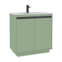 Royal Bathrooms Orion 800mm Mint Sage 2 Door Floor Standing Bathroom Vanity Unit With Carrara White Basin & Black Accent Trim - thumbnail 7