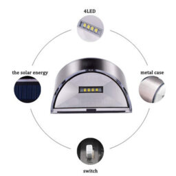 (Pack Of 2) Solar Wall Led Lights Stainless Steel Waterproof Security Lights Steel Wall Sconce Security Led Lamp Wireless Outdoor - thumbnail 6