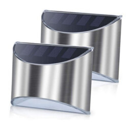 (Pack Of 2) Solar Wall Led Lights Stainless Steel Waterproof Security Lights Steel Wall Sconce Security Led Lamp Wireless Outdoor