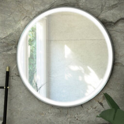 RAK Ceramics Rak Art Round 800mm Circular Illuminated Led Bathroom Mirror With Touch Sensor & Demister Pad, Brushed Nickel Finish