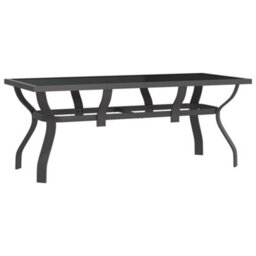 Berkfield Garden Table Grey And Black 180X80X70 Cm Steel And Glass - thumbnail 2