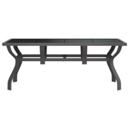 Berkfield Garden Table Grey And Black 180X80X70 Cm Steel And Glass - thumbnail 3