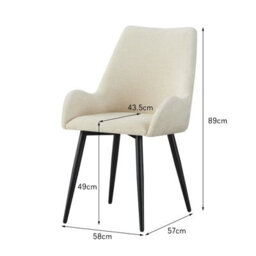 Mof Modern Upholstered Dining Chairs With Armrests Set Of 4 Fabric Accent Chairs With Black Metal Legs Yellow - thumbnail 2
