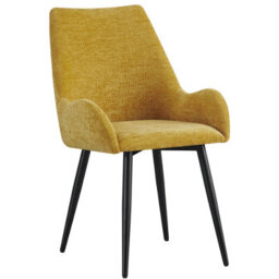 Mof Modern Upholstered Dining Chairs With Armrests Set Of 4 Fabric Accent Chairs With Black Metal Legs Yellow - thumbnail 5