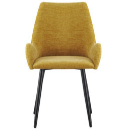 Mof Modern Upholstered Dining Chairs With Armrests Set Of 4 Fabric Accent Chairs With Black Metal Legs Yellow - thumbnail 3