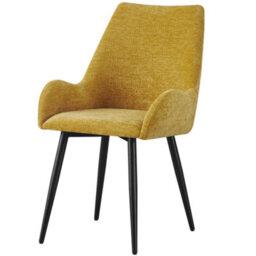 Mof Modern Upholstered Dining Chairs With Armrests Set Of 4 Fabric Accent Chairs With Black Metal Legs Yellow - thumbnail 4