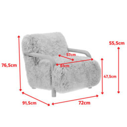 Sheepskin Armchair Oak Wood Frame Scandinavian Accent Chair Curved Arms - thumbnail 9