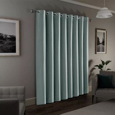 Moonlight Bedding 100%blackout Eyelet Linen Texture Curtain Energy Efficient Door Curtain For Home Decor Uk(Sage Green, 66''x84'') - image 1