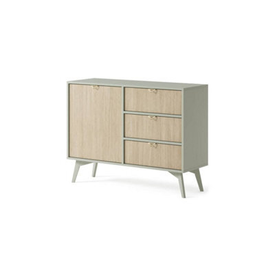 Arte Vibrant Forest Sideboard Cabinet H800mm W1060mm D380mm In Green & Oak Scandi - Infuse Your Space With Freshness - image 1
