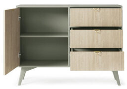 Arte Vibrant Forest Sideboard Cabinet H800mm W1060mm D380mm In Green & Oak Scandi - Infuse Your Space With Freshness - thumbnail 2