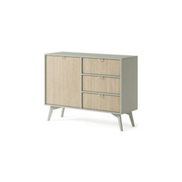 Arte Vibrant Forest Sideboard Cabinet H800mm W1060mm D380mm In Green & Oak Scandi - Infuse Your Space With Freshness - thumbnail 1