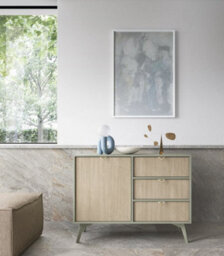 Arte Vibrant Forest Sideboard Cabinet H800mm W1060mm D380mm In Green & Oak Scandi - Infuse Your Space With Freshness - thumbnail 7