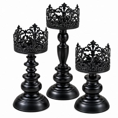 Halloween Candle Holders Set Of 3 Spooky Table Home Party Decoration - image 1