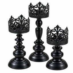 Halloween Candle Holders Set Of 3 Spooky Table Home Party Decoration - thumbnail 1
