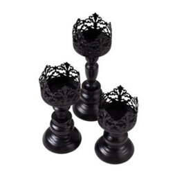 Halloween Candle Holders Set Of 3 Spooky Table Home Party Decoration - thumbnail 3