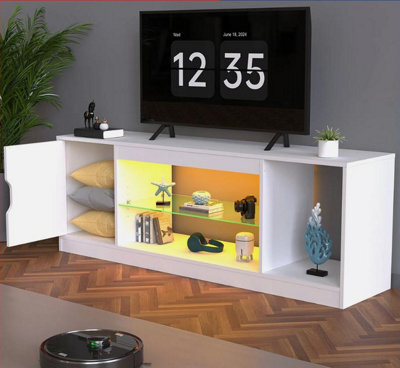 148Cm Led Tv Stand Unit Modern Tvs Gaming Entertainment Center With Cabinet - image 1