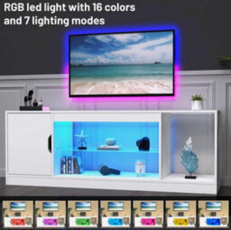 148Cm Led Tv Stand Unit Modern Tvs Gaming Entertainment Center With Cabinet - thumbnail 4