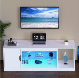 148Cm Led Tv Stand Unit Modern Tvs Gaming Entertainment Center With Cabinet - thumbnail 2
