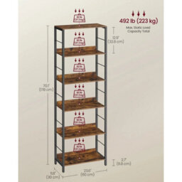 6-Tier Bookcase, Book Shelf, 30 X 60 X 178 Cm - thumbnail 3