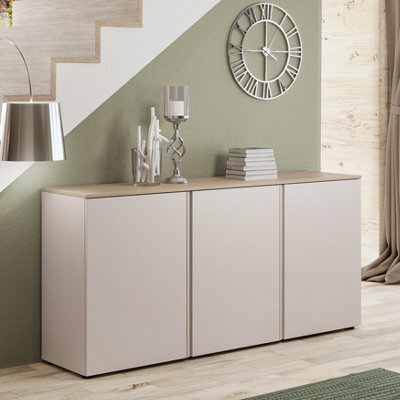 FurniComp LTD Furnicomp Lisbon 3 Door 180Cm Cashmere And Oak Sideboard - image 1