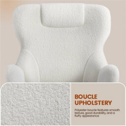 Yaheetech White High Back Boucle Upholstered Rocking Accent Chair With Beech Wood Legs - thumbnail 8