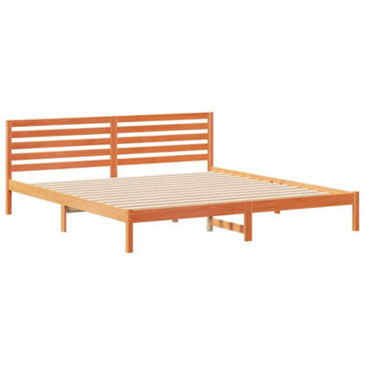 Berkfield Modern With Headboard Wax Brown 180 X 210 Cm Solid Pine Wood