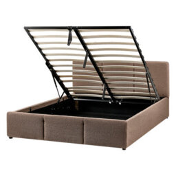 Beliani Ottoman Bed Boucle Bousse 140 X 200 Cm (Eu Double) Taupe - thumbnail 4