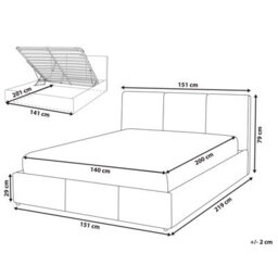 Beliani Ottoman Bed Boucle Bousse 140 X 200 Cm (Eu Double) Taupe - thumbnail 3