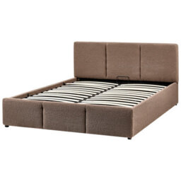 Beliani Ottoman Bed Boucle Bousse 140 X 200 Cm (Eu Double) Taupe - thumbnail 6