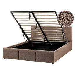 Beliani Ottoman Bed Boucle Bousse 140 X 200 Cm (Eu Double) Taupe - thumbnail 1