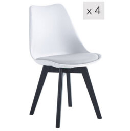Nordlys Set Of 4 White Wood And Polypropylene Dining Chairs Modern Design Style Dining Room - thumbnail 1
