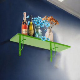 Urbn-Living Blue - Small Wooden Wall Mounted Floating Shelves With 2 Brackets - 60X23.5Cm - thumbnail 4