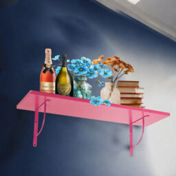 Urbn-Living Blue - Small Wooden Wall Mounted Floating Shelves With 2 Brackets - 60X23.5Cm - thumbnail 8
