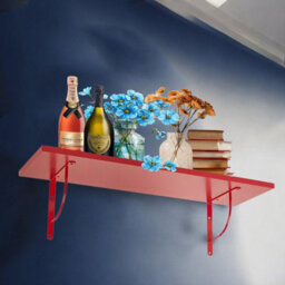 Urbn-Living Blue - Small Wooden Wall Mounted Floating Shelves With 2 Brackets - 60X23.5Cm - thumbnail 6