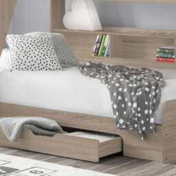 Orion Oak Wooden Storage Triple Sleeper Bunk Bed Frame - 3Ft Single Top And 4Ft Small Double Bottom - thumbnail 5