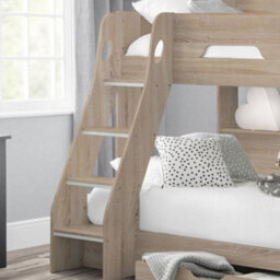 Orion Oak Wooden Storage Triple Sleeper Bunk Bed Frame - 3Ft Single Top And 4Ft Small Double Bottom - thumbnail 4