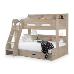 Orion Oak Wooden Storage Triple Sleeper Bunk Bed Frame - 3Ft Single Top And 4Ft Small Double Bottom - thumbnail 8