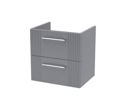Hudson Reed Deco Wall Hung 2-Drawer Vanity Unit, Stylish Modern Vanity Unit In Bathroom With Bar Handle Design, Satin Grey - image 1