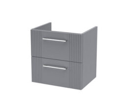 Hudson Reed Deco Wall Hung 2-Drawer Vanity Unit, Stylish Modern Vanity Unit In Bathroom With Bar Handle Design, Satin Grey - thumbnail 1
