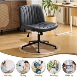 Black Pu Leather Mid Back Office Chair,swivel Lift Desk Chair With Wheels Modern - thumbnail 6