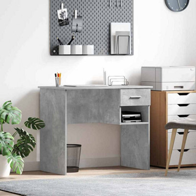 Berkfield Desk With Storage Concrete Grey 90X49.5X75 Cm Engineered Wood - image 1