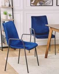 Beliani Set Of 2 Dining Chairs Jefferson Velvet Dark Blue - thumbnail 2