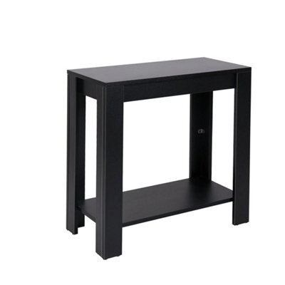 High Gloss Black Sofa Side Table 2 Tiers Coffee End Table Living Room Bedroom - image 1