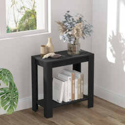 High Gloss Black Sofa Side Table 2 Tiers Coffee End Table Living Room Bedroom - thumbnail 4
