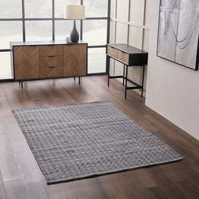 Pacific Lifestyle Indoor Outdoor Grey Double Stitch Design Rug - image 1