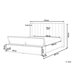 Beliani Bed With Storage Bench Velvet Noyers 140 X 200 Cm (Eu Double) Pink - thumbnail 3