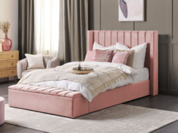 Beliani Bed With Storage Bench Velvet Noyers 140 X 200 Cm (Eu Double) Pink - thumbnail 2